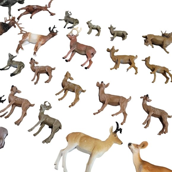 Woodland animal play figurines deer moose elk cake topper, train sets diorama - Picture 10 of 14